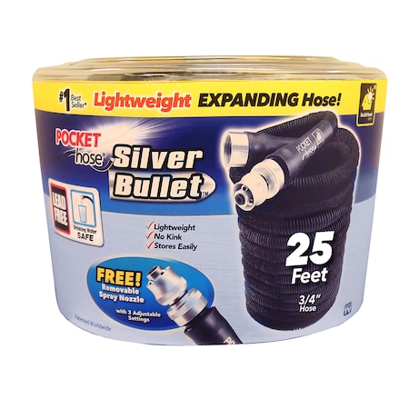 Pocket Hose Pocket Hose Silver Bullet 3/4 in. D X 25 ft. L Light Duty Expandable Lightweight Garden Hose 13643-6